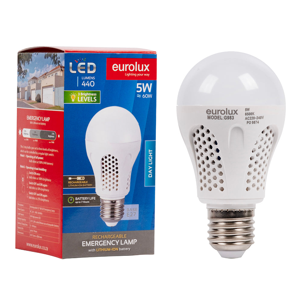 Eurolux LED Rechargeable lamp, E27, 6500K, 230V, 5W