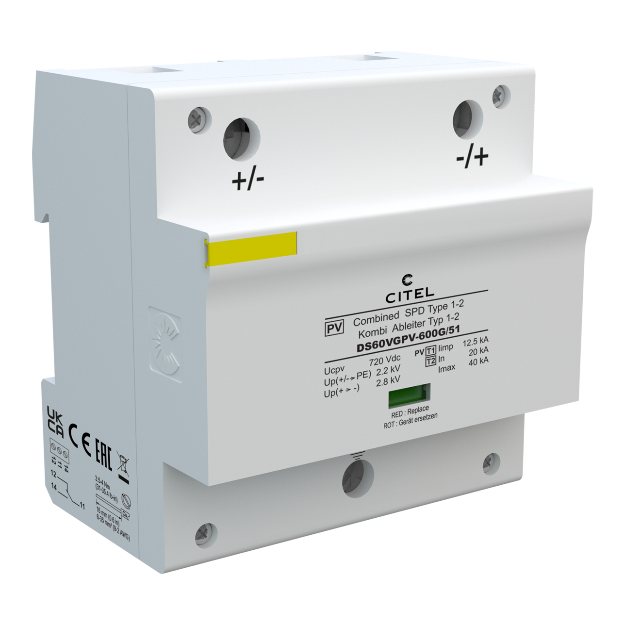 Citel DS60VGPV-600G/51 SPD, PV network, type 1+2, 600VDC, 20kA