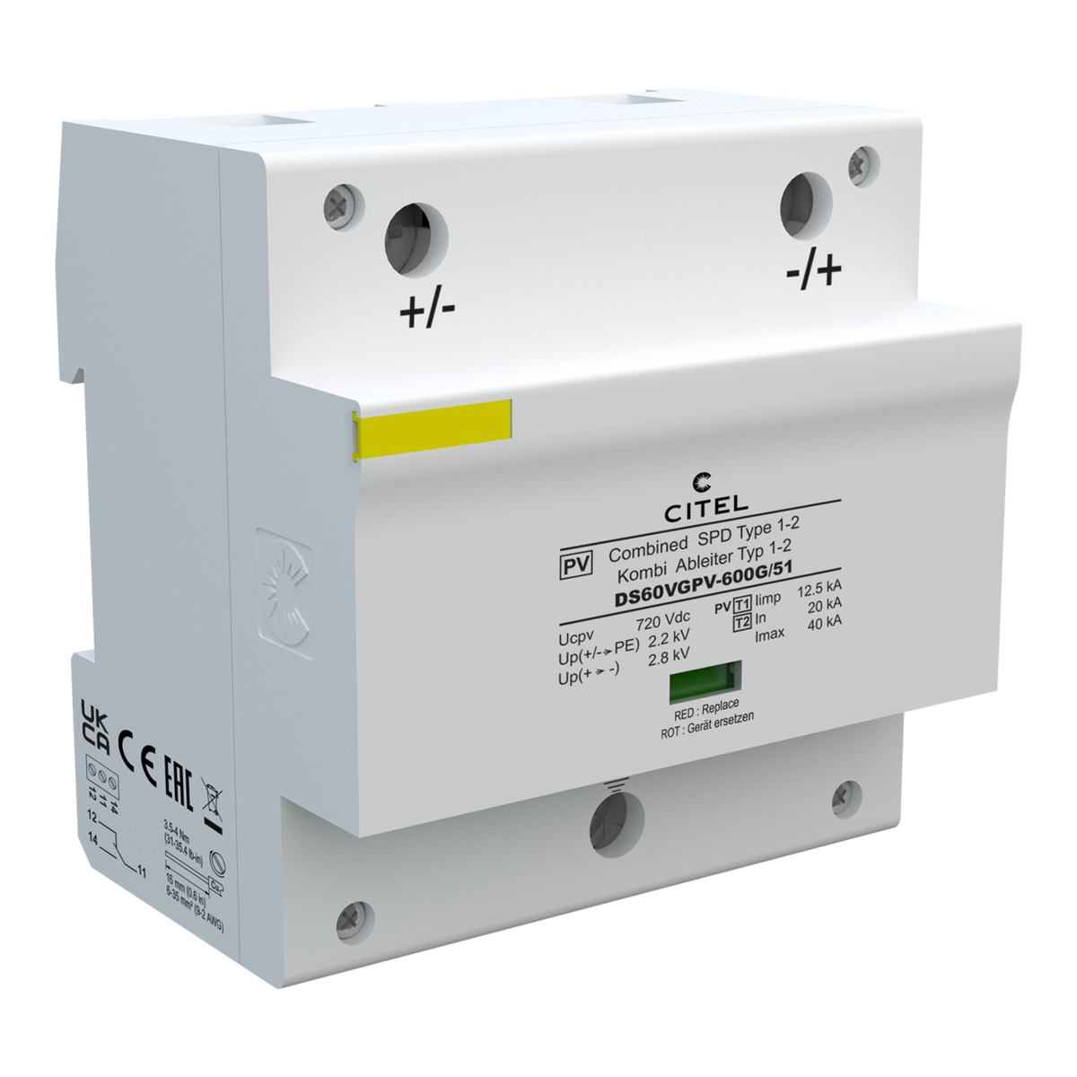 Citel DS60VGPV-600G/51 SPD, PV network, type 1+2, 600VDC, 20kA