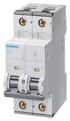 Siemens Miniature circuit breaker, D, 2-pole, 10kA, 400V, 4A, 70mm