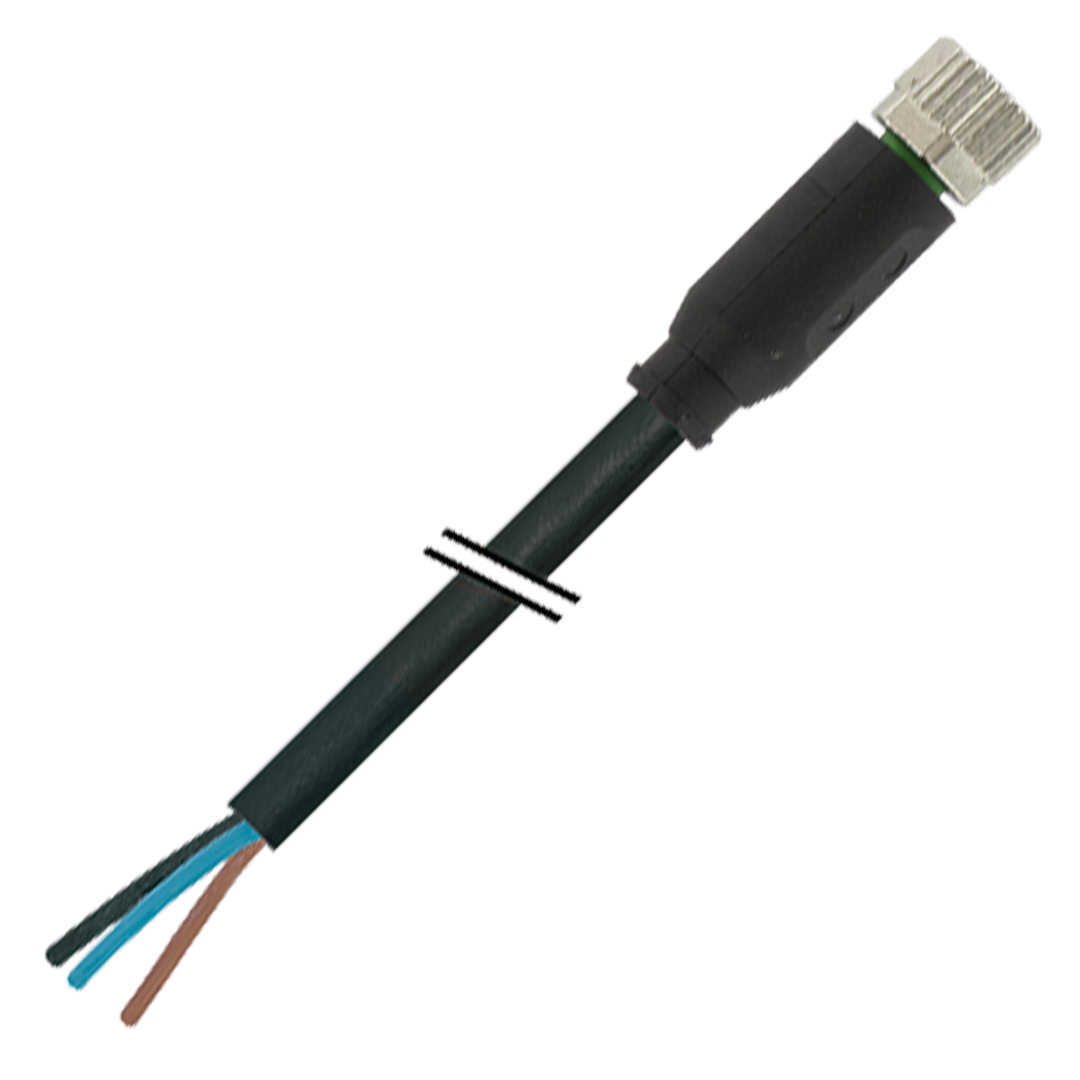 Murr M8 male 0°/M12 female 90°, A-coded, PVC, 3 x 0.25, 5m