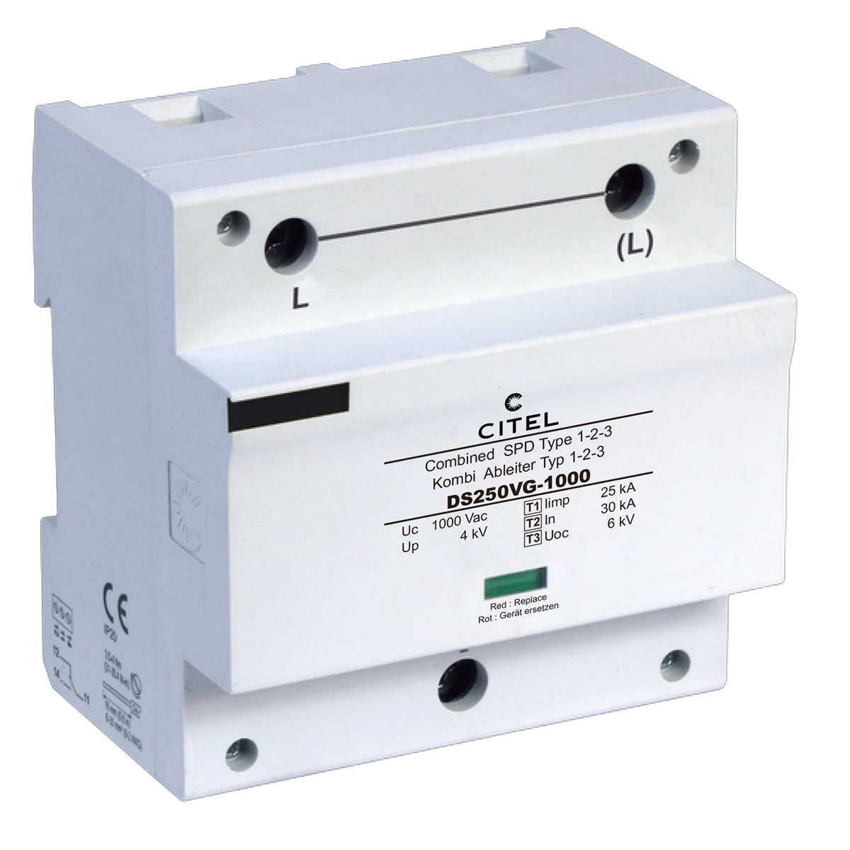 Citel Type 1+2 AC surge protector - 1-pole DS250VG-1000