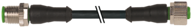 Murr M12, male 0Â°/ female 0Â°, A-code with cable, 5-pole, 15m