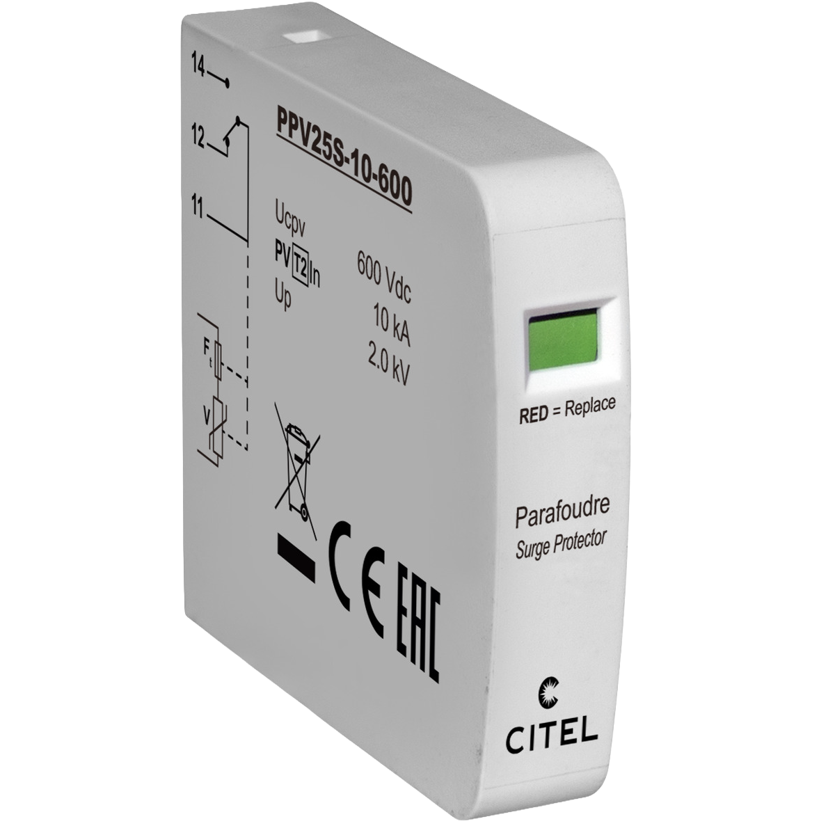Citel PPV25S-10-600 Surge protector for photovoltaic, type 2