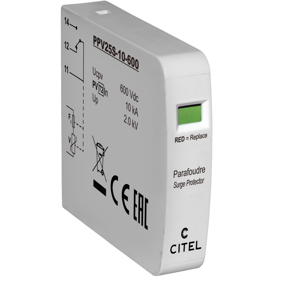 Citel PPV25S-10-600 Surge protector for photovoltaic, type 2