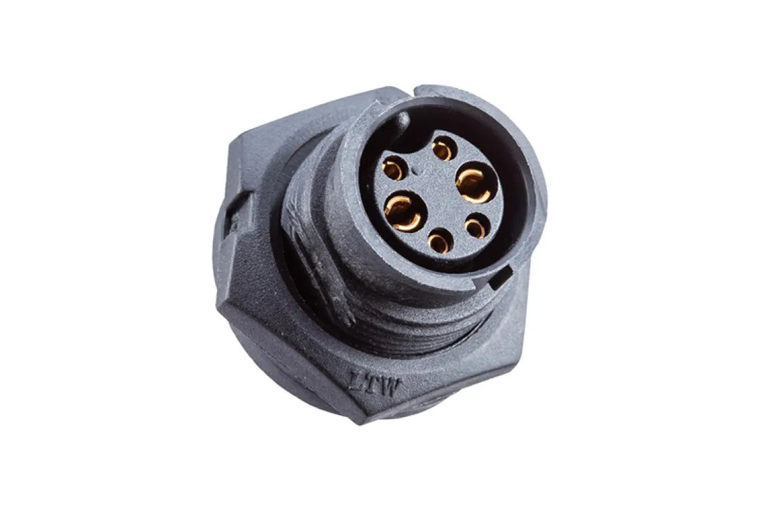 Amphenol 2-position circular connector receptacle with female sockets and solder cup terminals