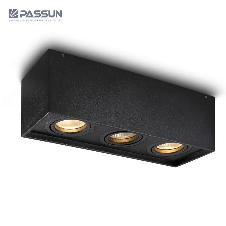 Lone Downlight, surface, square, black, GU10, 10W