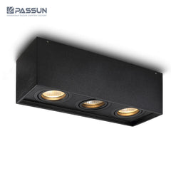 Lone Downlight, surface, square, black, GU10, 10W