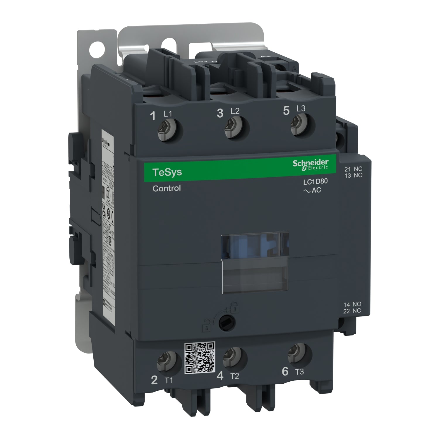 Schneider Contactor, 3-pole, 3NO, 80A