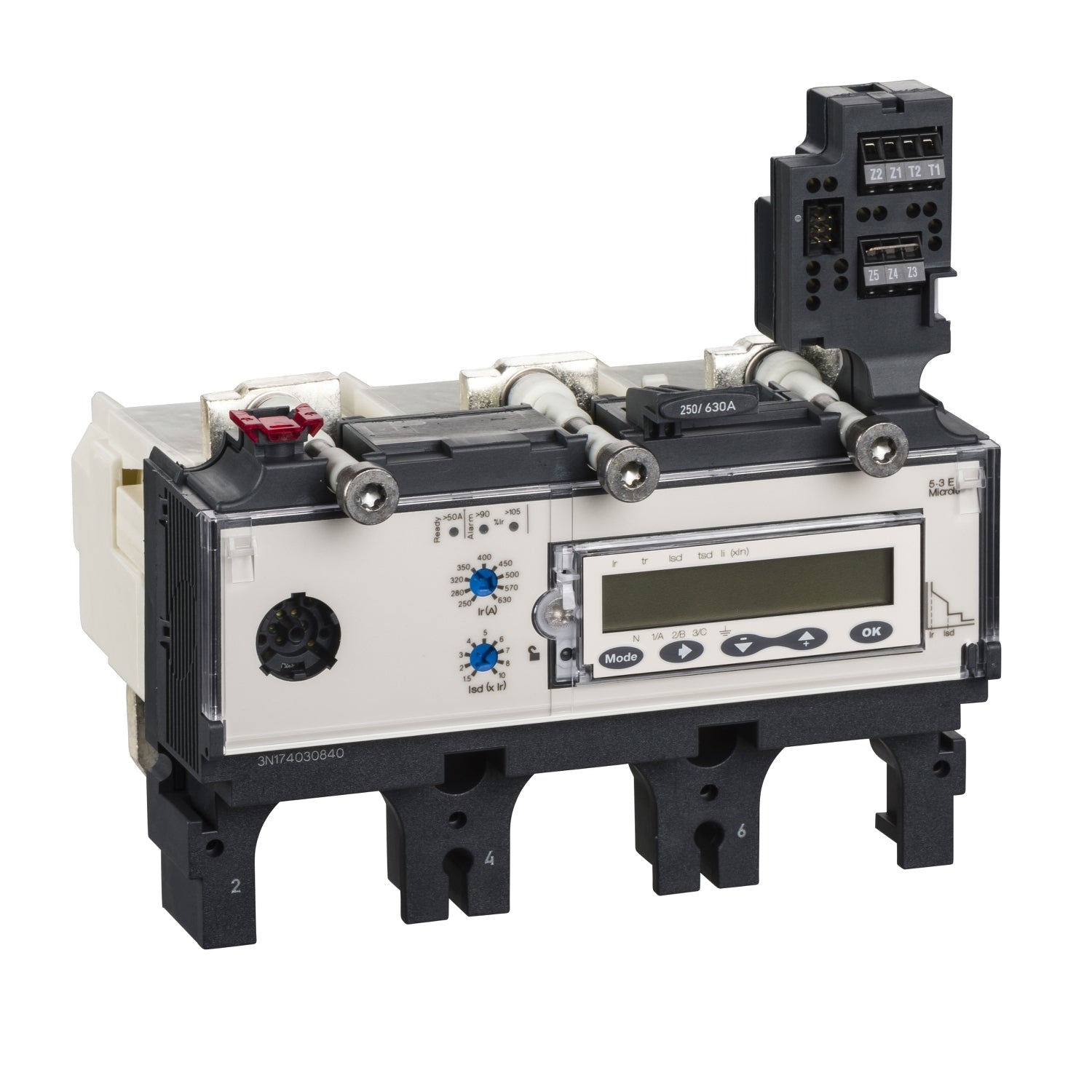 Schneider Circuit breaker, Micrologic 5.3A trip unit, 4-pole, 400A