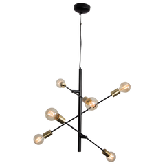 Pendant with adjustable arms, metal, black, 6 x 40W - Bright Star Lighting