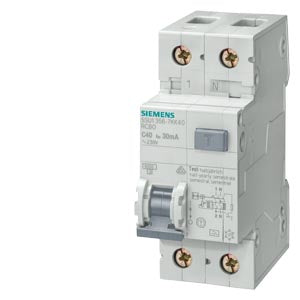 Siemens Sentron RCBO, 2-poles, 20A, 30mA trip sensitivity - 5SU1356-1KK20