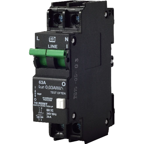 CBI Earth leakage, isolation type, dual mount, 1-pole, D/P, 3kA, 60A