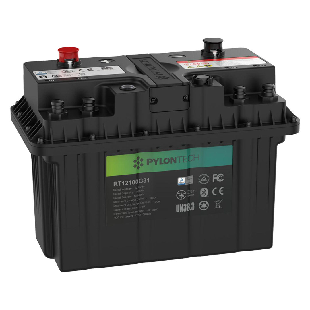 Pylontech 12.8V 100Ah lithium-ion rechargeable battery with integrated BMS protection