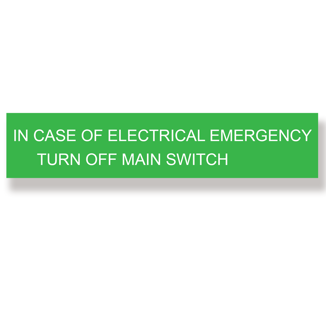 Rubicon label, In case of electrical emergency, 50 x 240mm - Rubicon Installer Portal