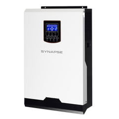 Synapse 3.0+ off-grid inverter unit with integrated 60A MPPT charge controller and 24VDC battery connection ports