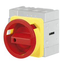 Telergon Switch, door mounting, Ø 64, yel/red, 3P + N, 25A