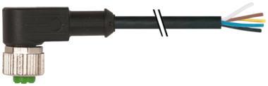 Murr M12 female 90°, A-code with cable, 5-pole, black, 10m Murrelektronik