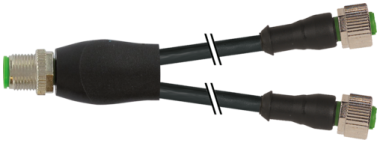Murr Y-distributor, M12, male/female 0°, A-coded, black, 0.3m