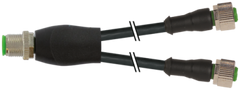 Murr Y-distributor, M12, male/female 0°, A-coded, black, 0.3m