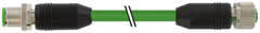 Murr M12 male 0°/M12 female 0°, A-code, shielded, 4x0.5+2x0.25, green, 1m drag ch